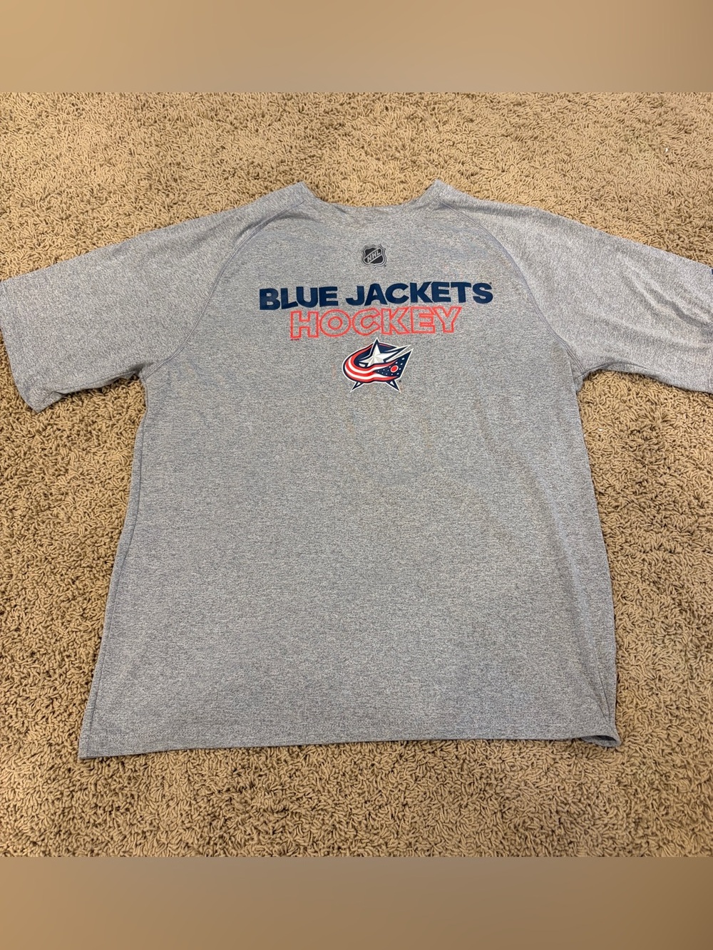 Licened NHL Columbus Blue Jackets Climalite T-Shirt Size L. Short Sleeve. EUC